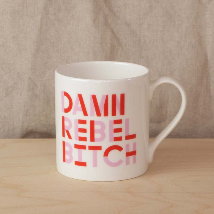 Damn Rebel Bitch Mug Black & Beech