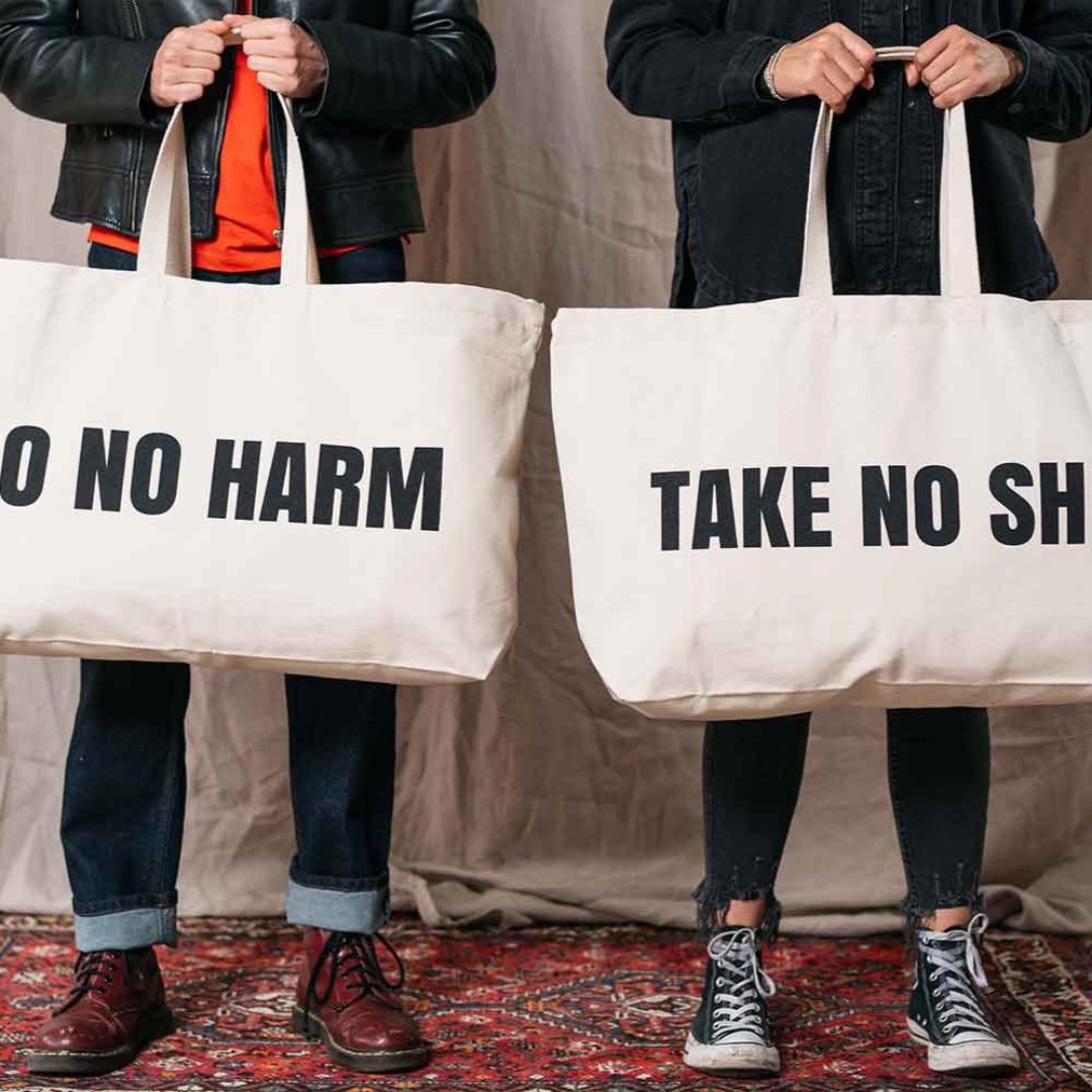 Do No Harm Take No Shit Massive Tote Bag Black & Beech