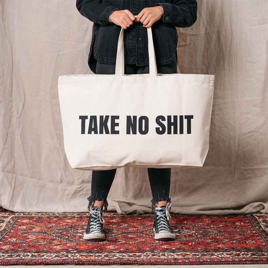 Do No Harm Take No Shit Massive Tote Bag Black & Beech