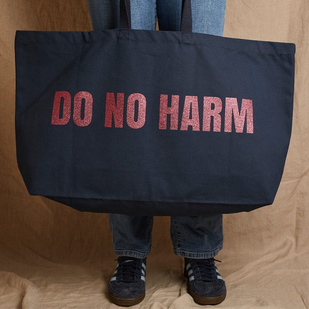 Do No Harm Take No Shit Massive Tote Bag Black & Beech