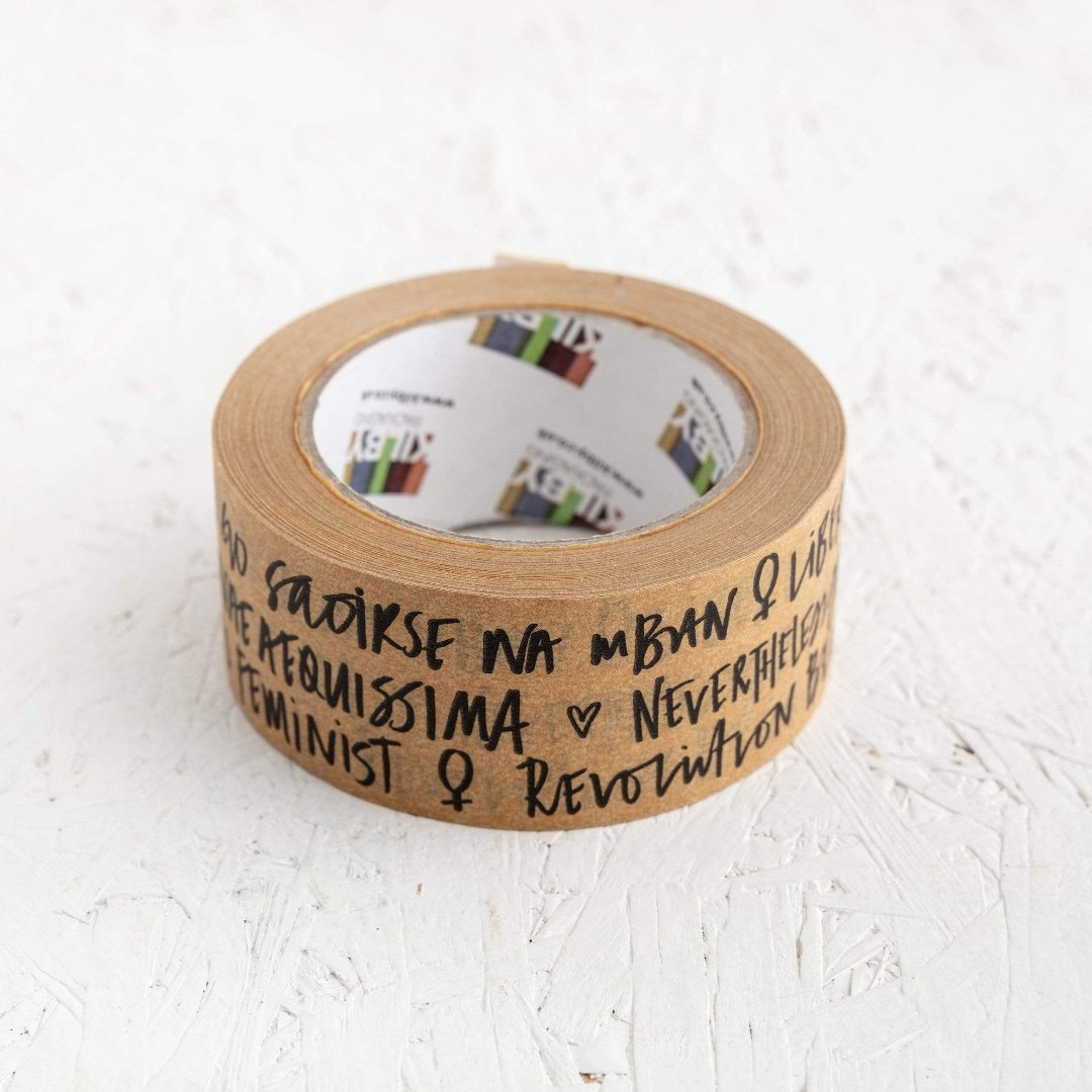 Feminist Slogan Eco Freindly Kraft Paper Parcel Tape Black & Beech