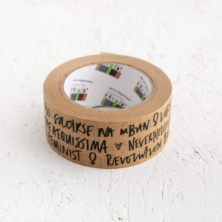 Feminist Slogan Eco Freindly Kraft Paper Parcel Tape Black & Beech