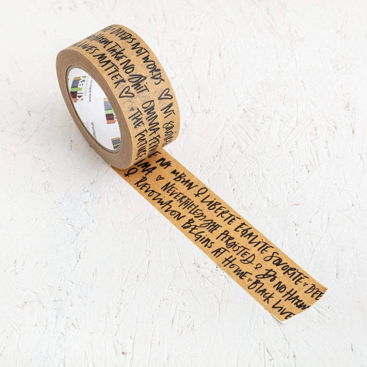 Feminist Slogan Eco Freindly Kraft Paper Parcel Tape Black & Beech