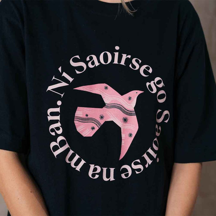 Ní Saoirse go Saoirse na mBan Navy Heavyweight T Shirt Black & Beech