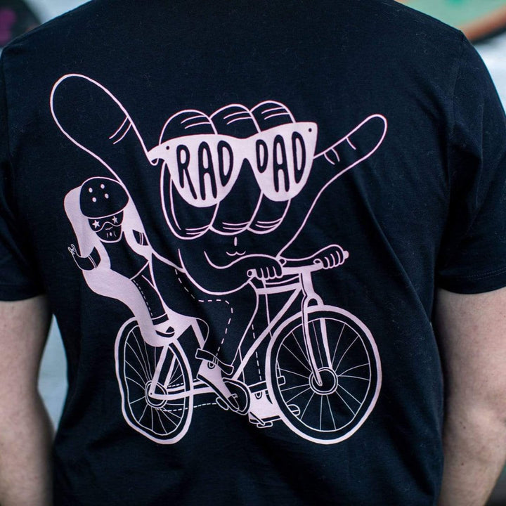 RAD DAD Cycles T-Shirt – Black with Pink Print Black & Beech