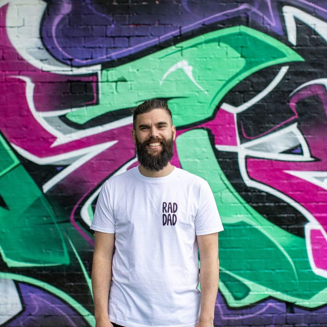 RAD DAD T-Shirt – White Black & Beech