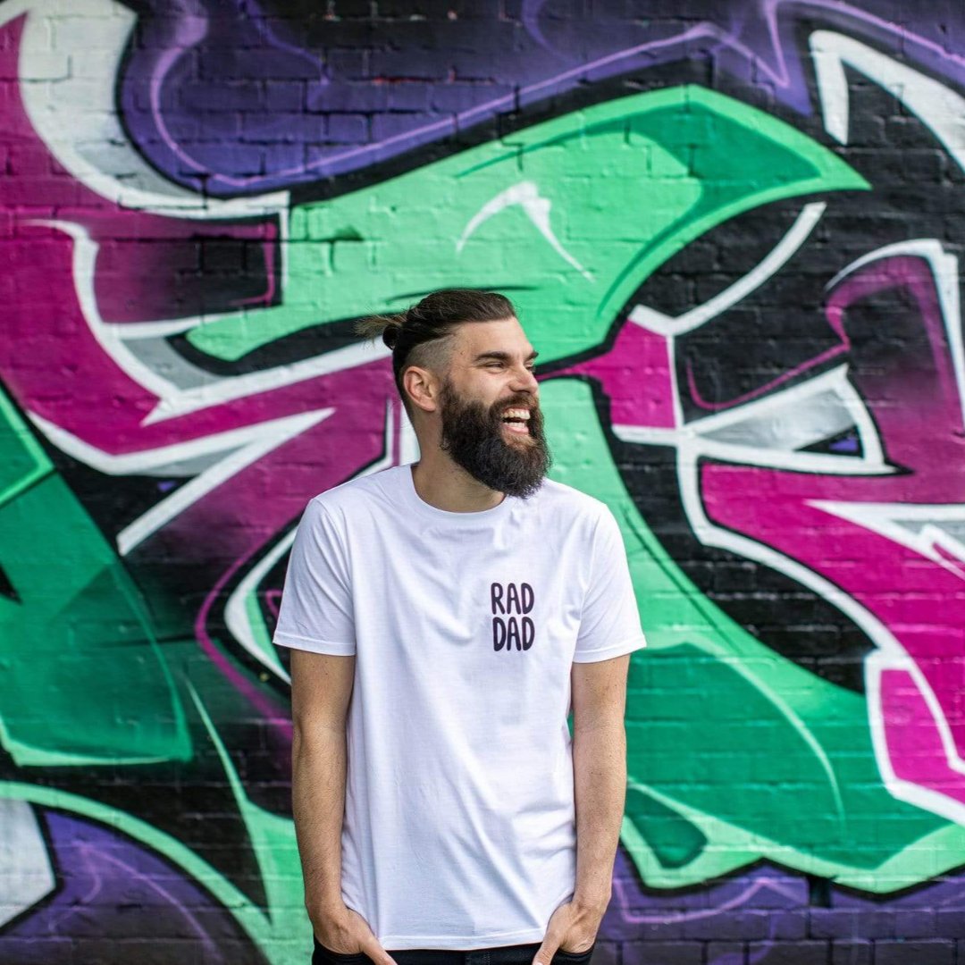 RAD DAD T-Shirt – White Black & Beech