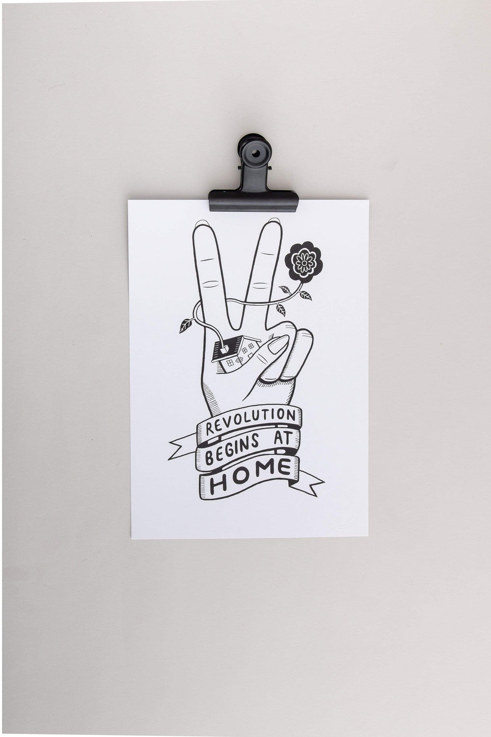 Revolution Begins at Home A4 Print Black & Beech