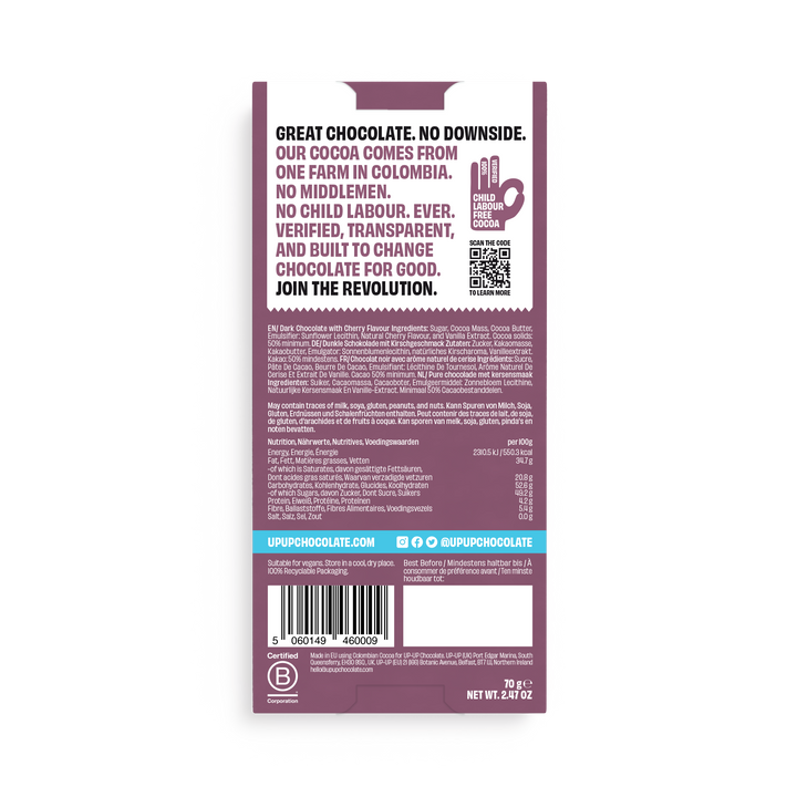 UP-UP - Dark Cherry Chocolate Bar - 70g