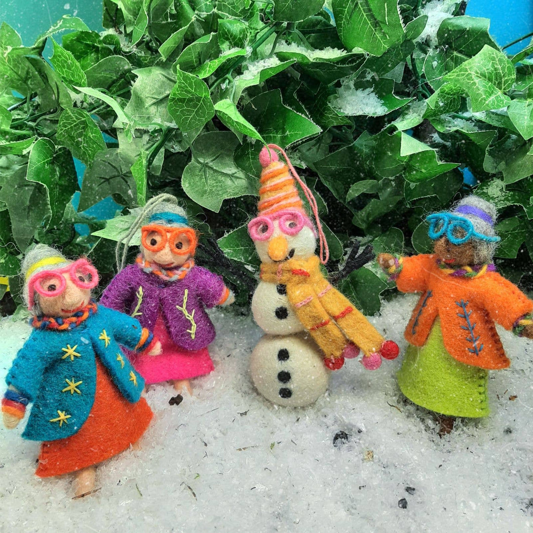 Handmade Felt Groovy Grannies Hanging Decoration: Ethel