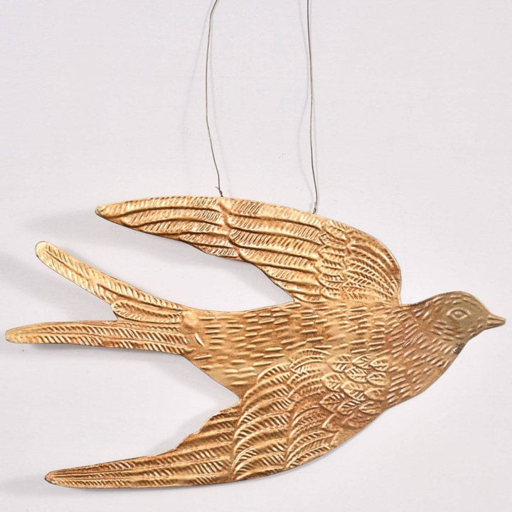 Gold Swallow Bird Hanging - Black &amp; Beech