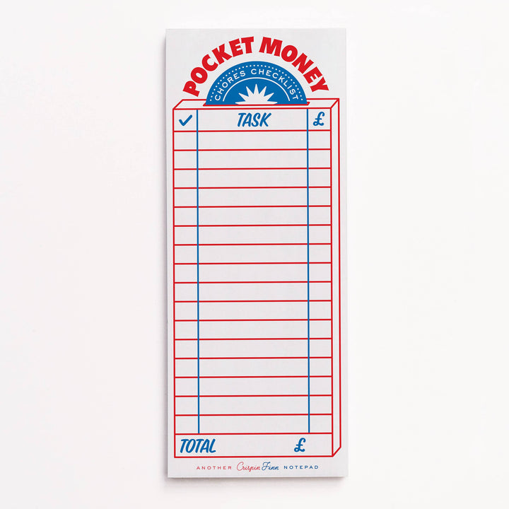 Pocket Money Chores Check List Pad