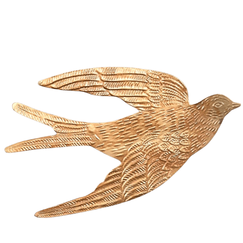 Swallow Bird Golden Ornament - Black & Beech