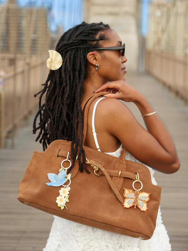 PREORDER - Hand-painted Bluebird Bag Charm + Keychain | Eco-Friendly