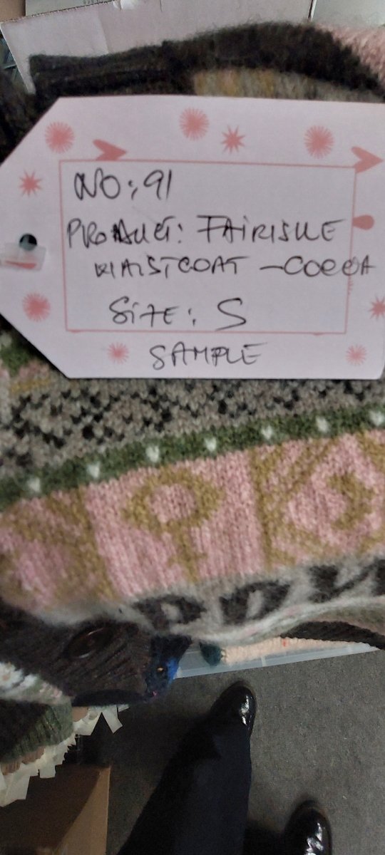 Sample Sample - Fairisle Lambswool Waistcoat in Cocoa - 91 - Black & Beech