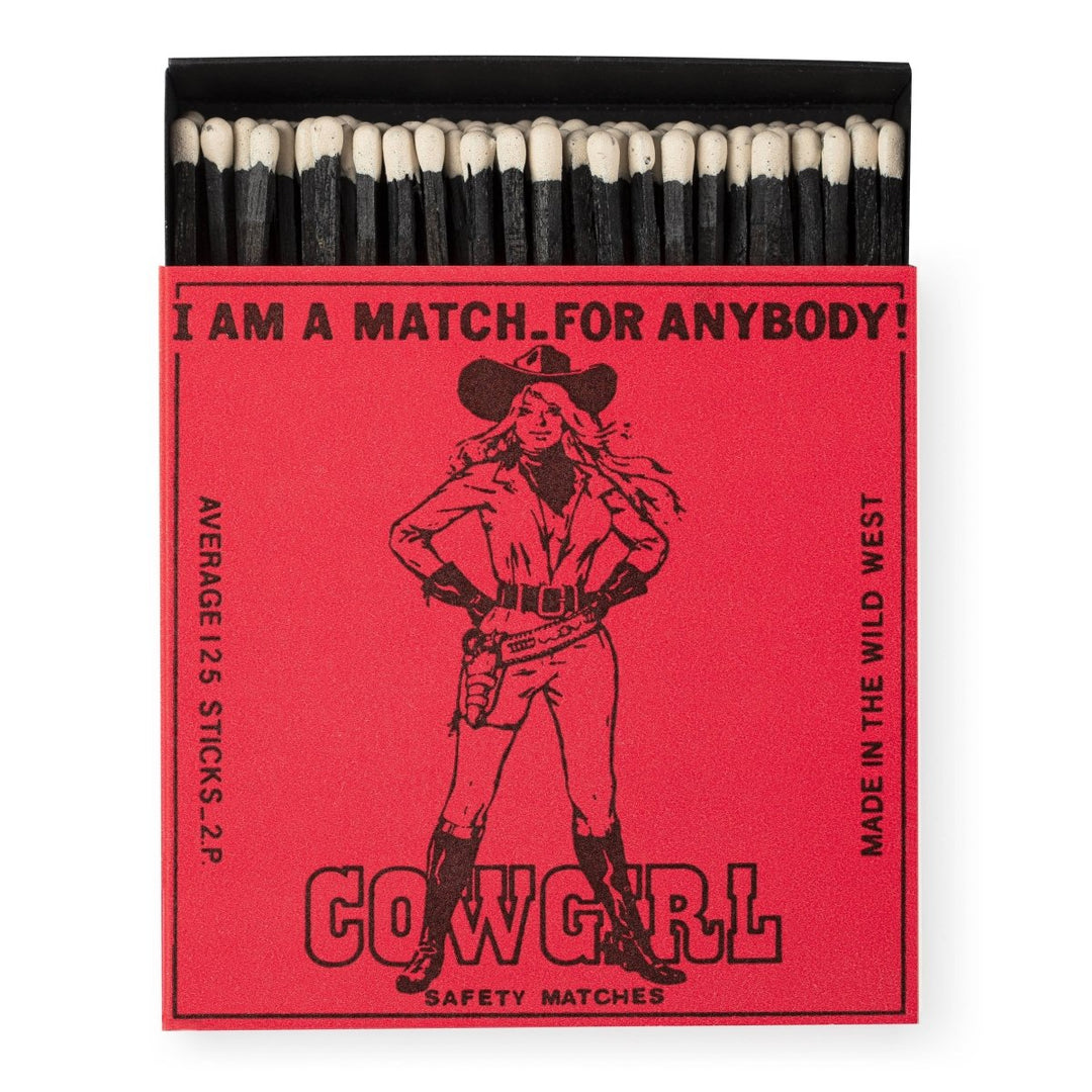 Cowgirl | Square - Safety Matches - Black & Beech