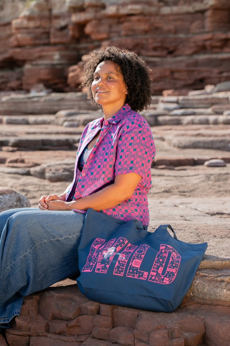 Easy-fit Organic Cotton Summer Shirt in Fuchsia &amp; Teal - Black &amp; Beech1