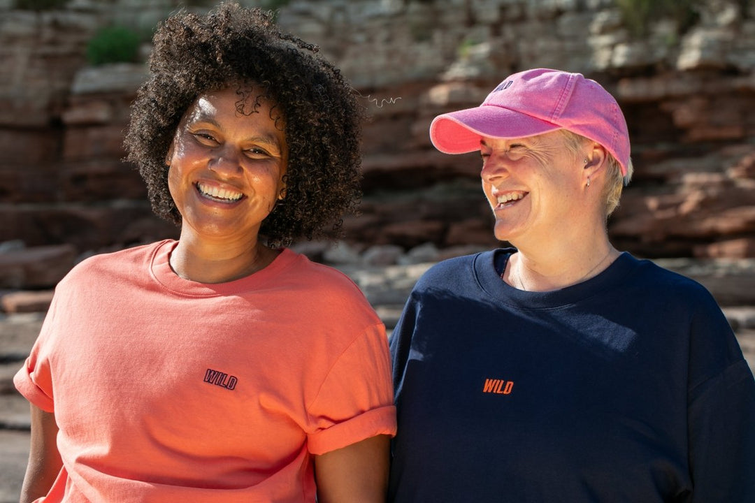 Wild Embroidered T-shirt - PREORDER - Black &amp; BeechNavy with Orange Thread