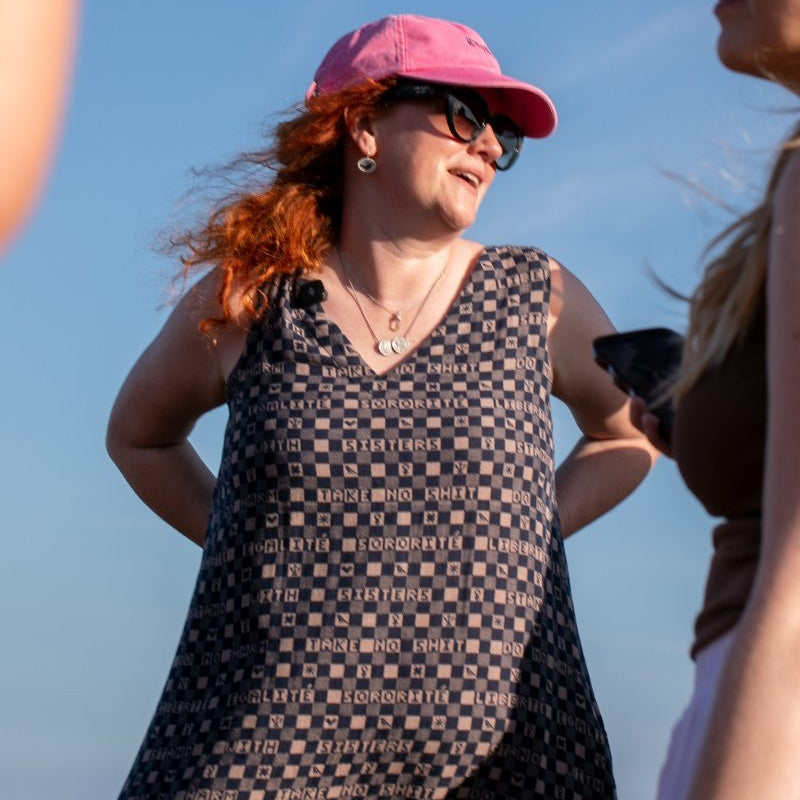 Easy-fit Organic Cotton Summer Dress in Midnight & Putty - Black & Beech1