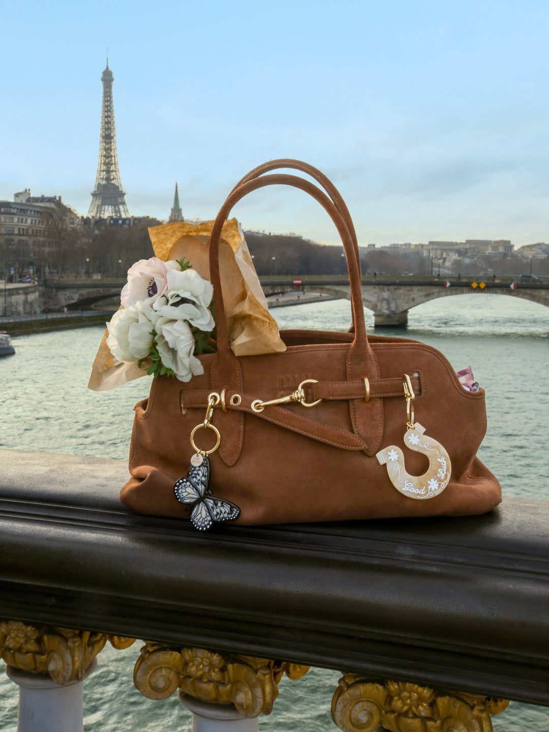 PREORDER - Hand-painted Good Luck Horseshoe Bag Charm + Keychain | Eco-Friendly