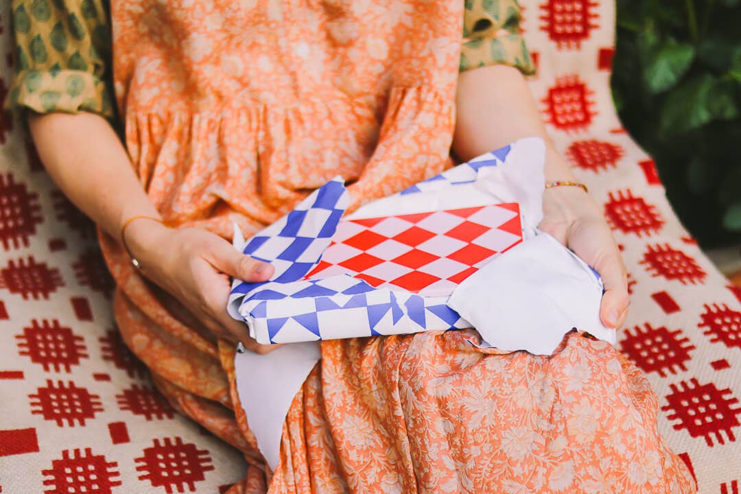 A5 Red and Pink Chequered Sketch/Notebook - Black & Beech