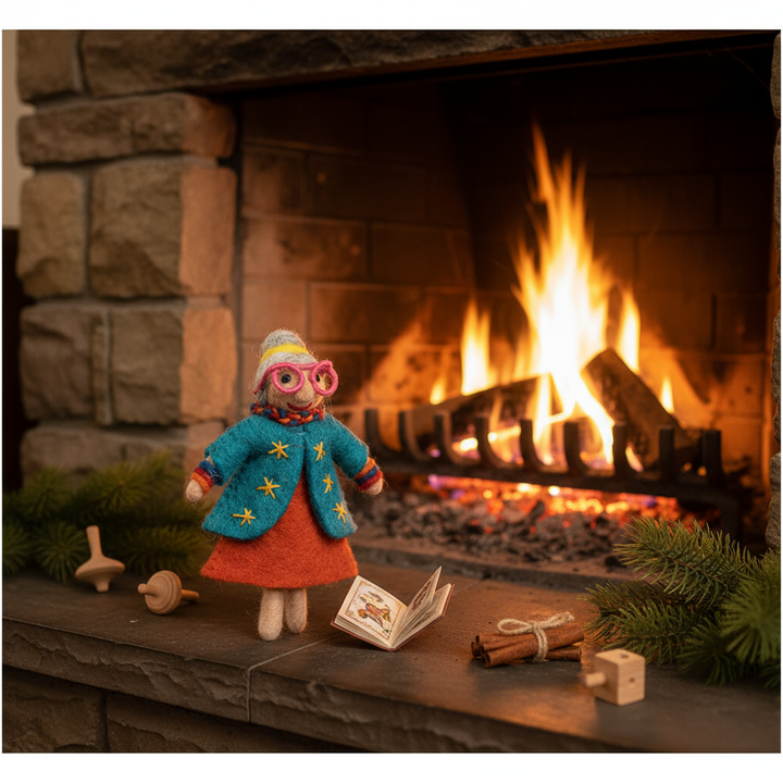 Handmade Felt Groovy Grannies Hanging Decoration: Ethel