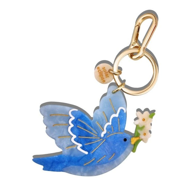 PREORDER - Hand-painted Bluebird Bag Charm + Keychain | Eco-Friendly ...