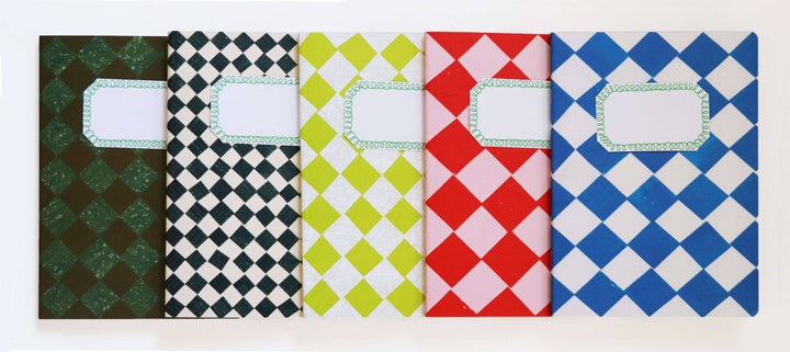 A5 Black and White Chequered Sketch/Notebook - Black &amp; Beech