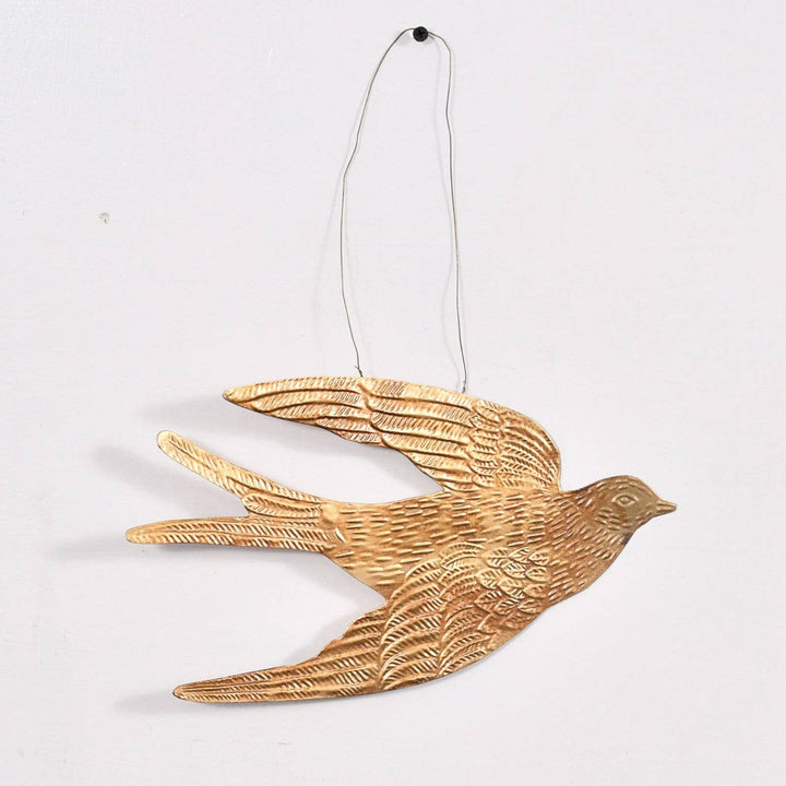 Gold Swallow Bird Hanging - Black &amp; Beech
