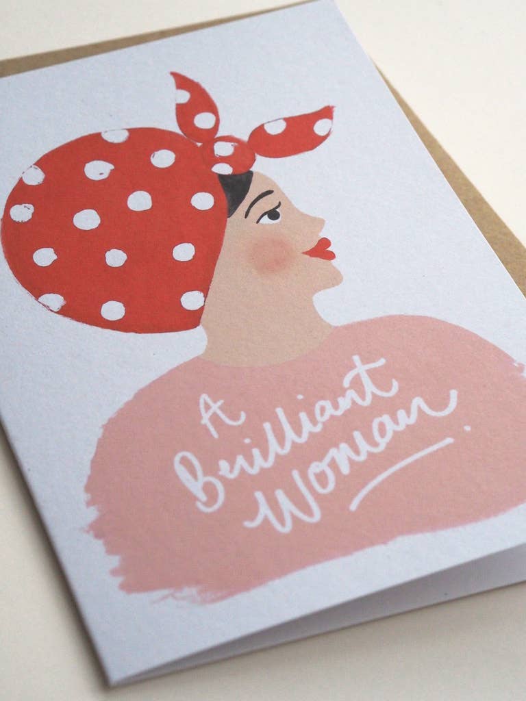 A Brilliant Woman Retro Illustrated Woman Card - Black & Beech