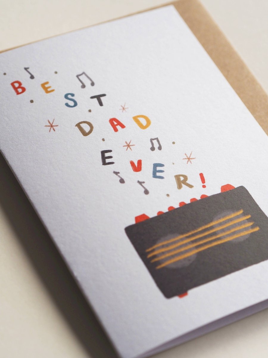 Best Dad Ever Radio Card - Black &amp; Beech