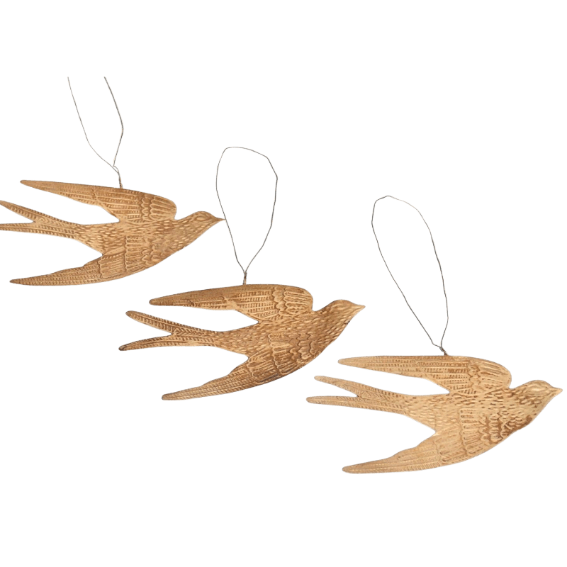 Gold Swallow Bird Hanging - Black & Beech