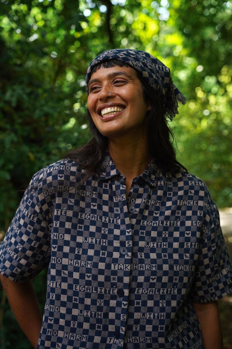 Easy-fit Organic Cotton Summer Shirt in Midnight &amp; Putty - Black &amp; Beech1