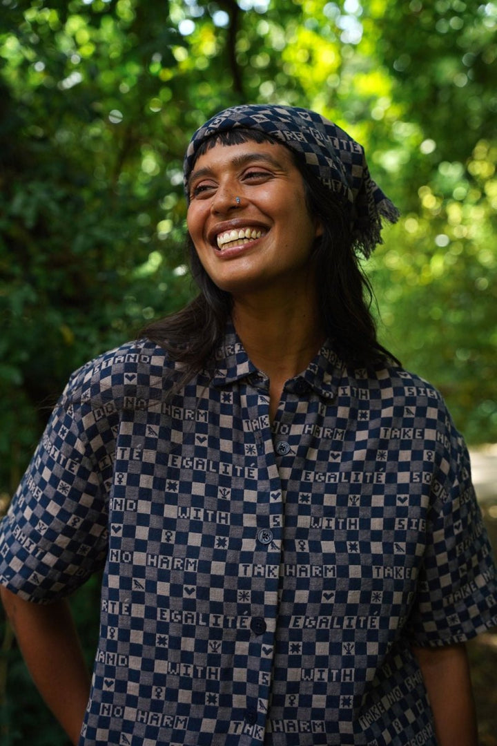 Easy-fit Organic Cotton Summer Shirt in Midnight &amp; Putty - Black &amp; Beech1