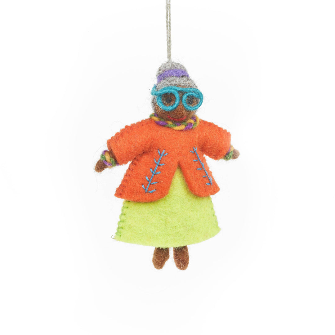 Handmade Felt Groovy Grannies Hanging Decoration: Ethel