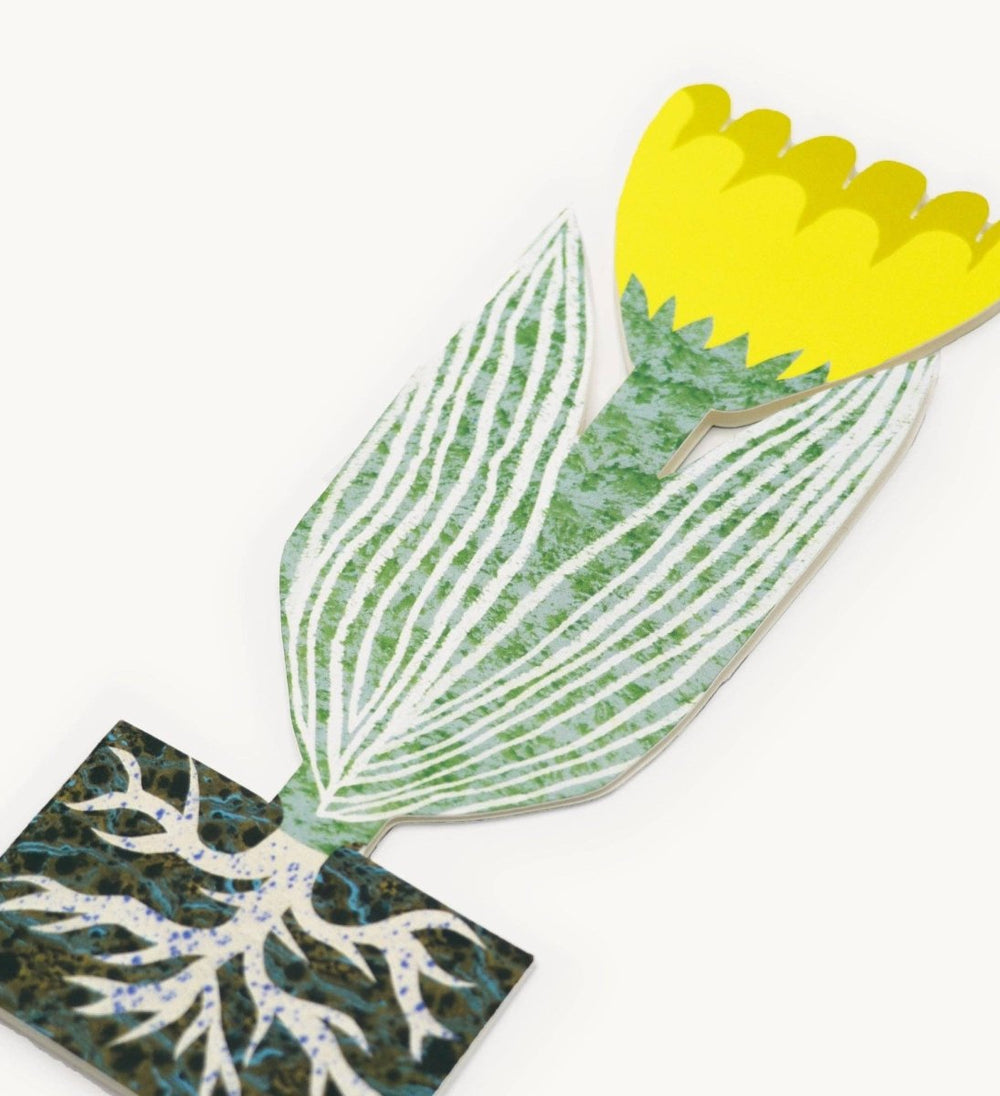 Yellow Rooty Flower Card - Black & Beech