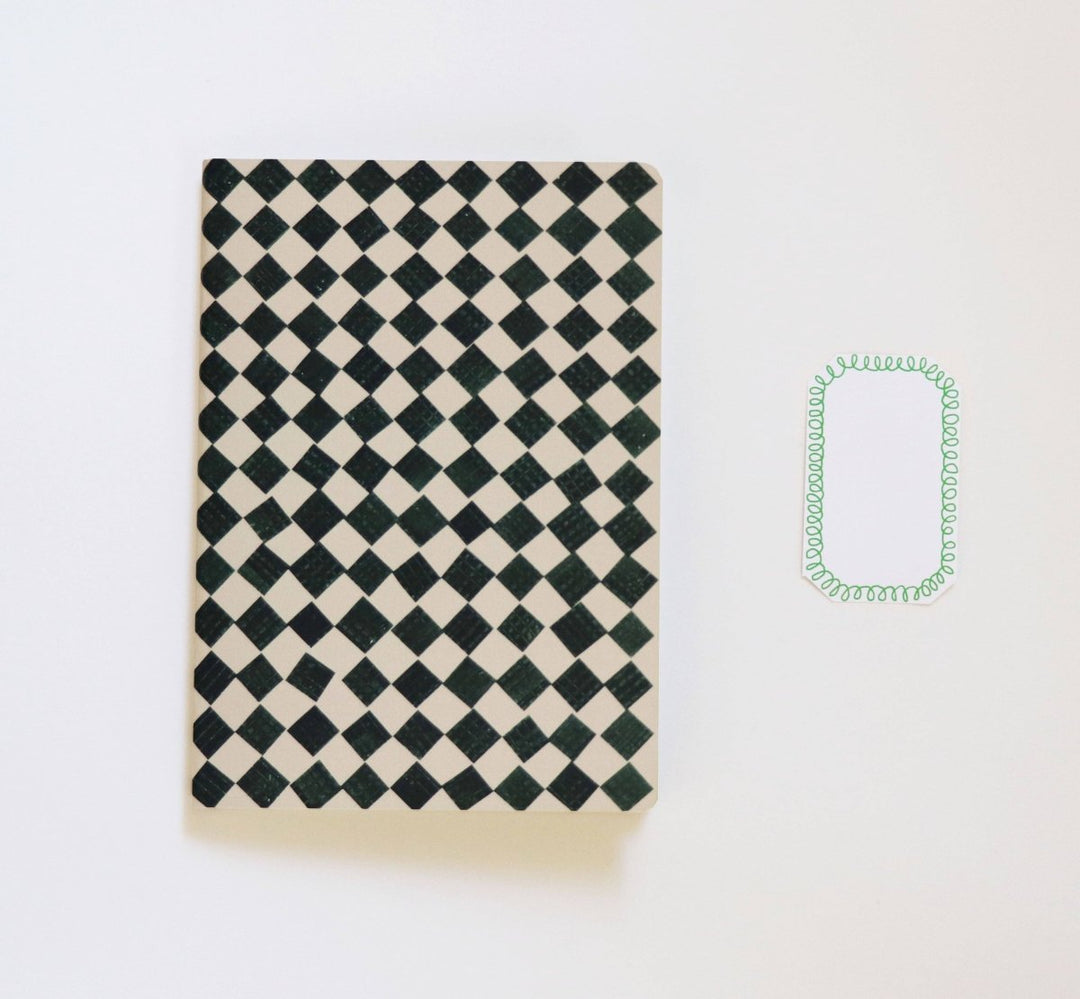 A5 Black and White Chequered Sketch/Notebook - Black &amp; Beech