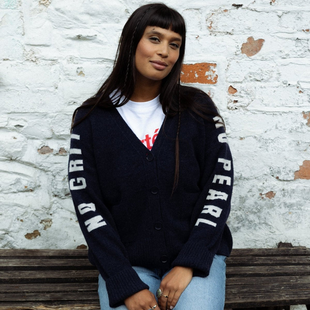 Pre-Order - No Grit No Pearl Cardigan in Prussian Blue &amp; Clay - Black &amp; BeechXS