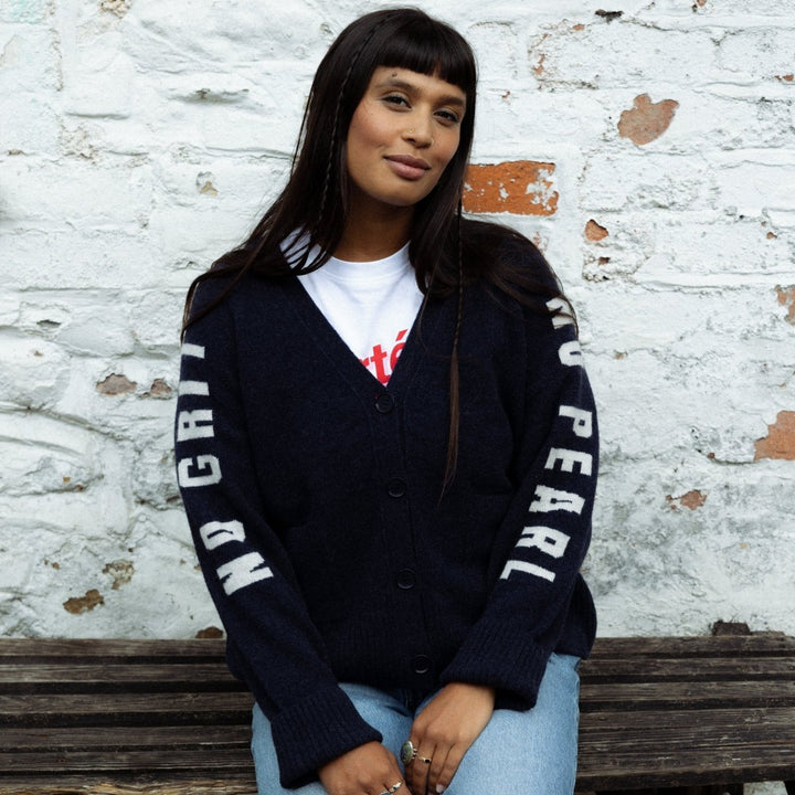 Pre-Order - No Grit No Pearl Cardigan in Prussian Blue &amp; Clay - Black &amp; BeechXS