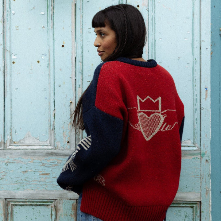 Saoirse Jumper in Atlantic &amp; Rosehip - Black &amp; BeechXS