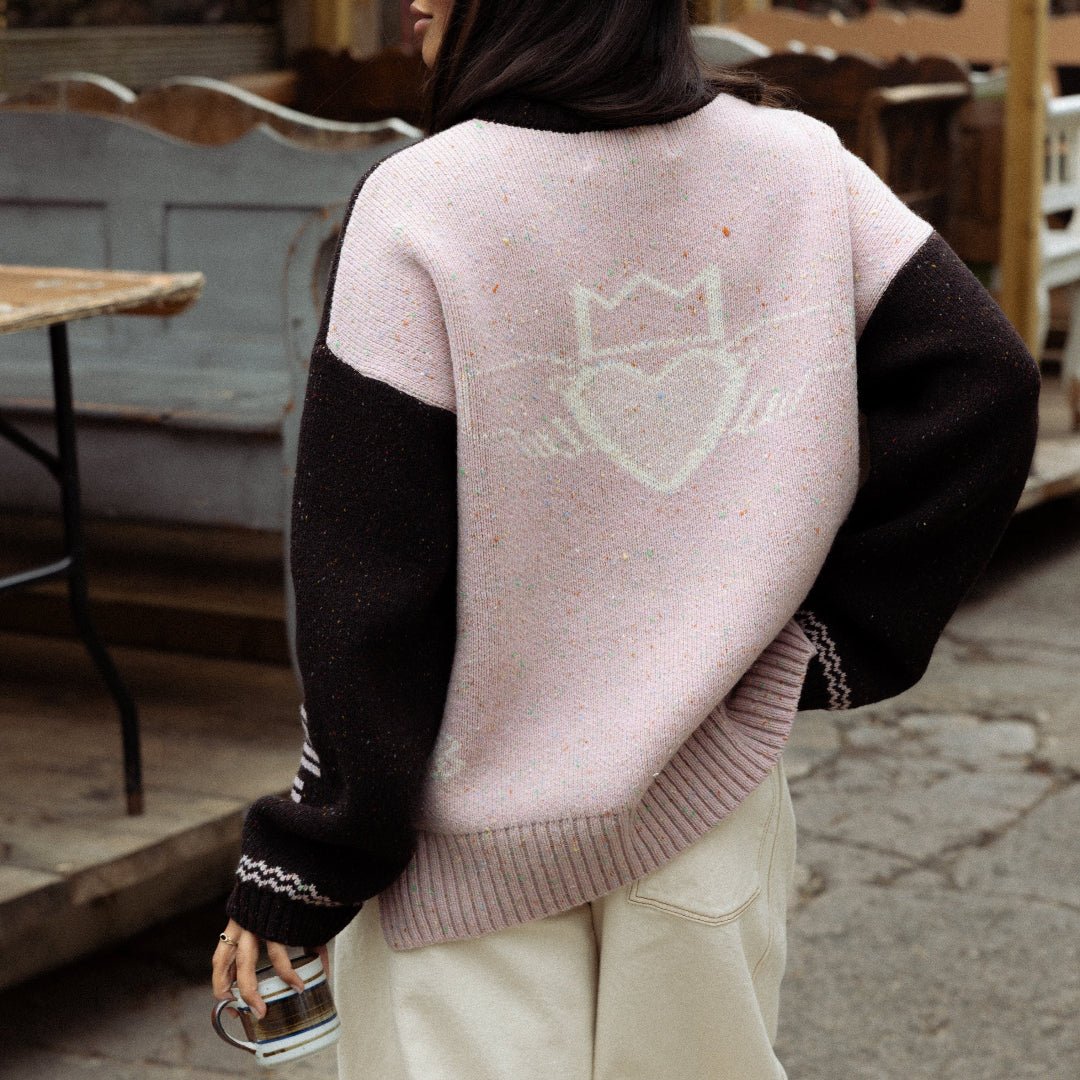 Saoirse Jumper in Peat &amp; Dogrose - Black &amp; BeechXS