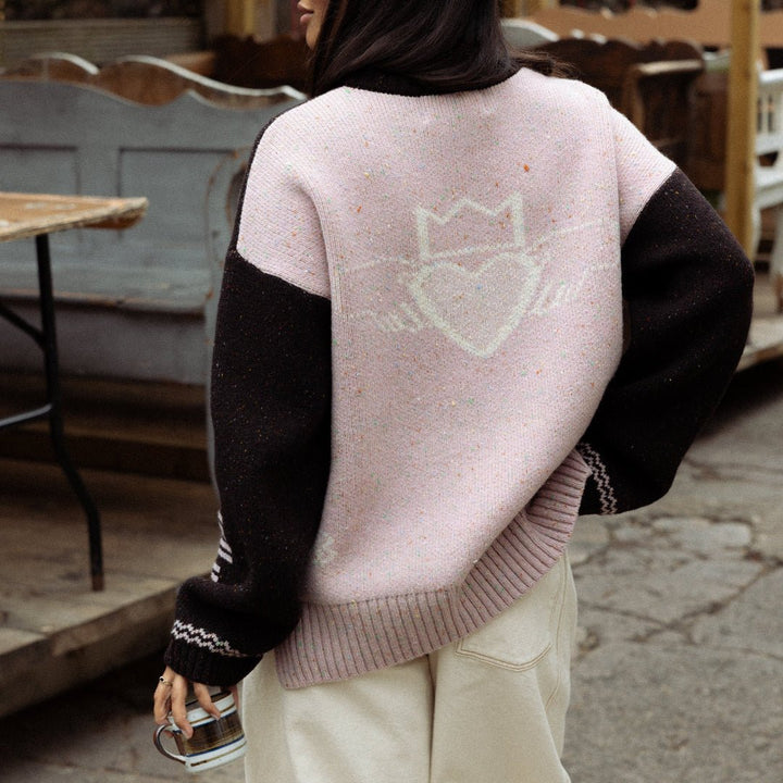 Saoirse Jumper in Peat &amp; Dogrose - Black &amp; BeechXS