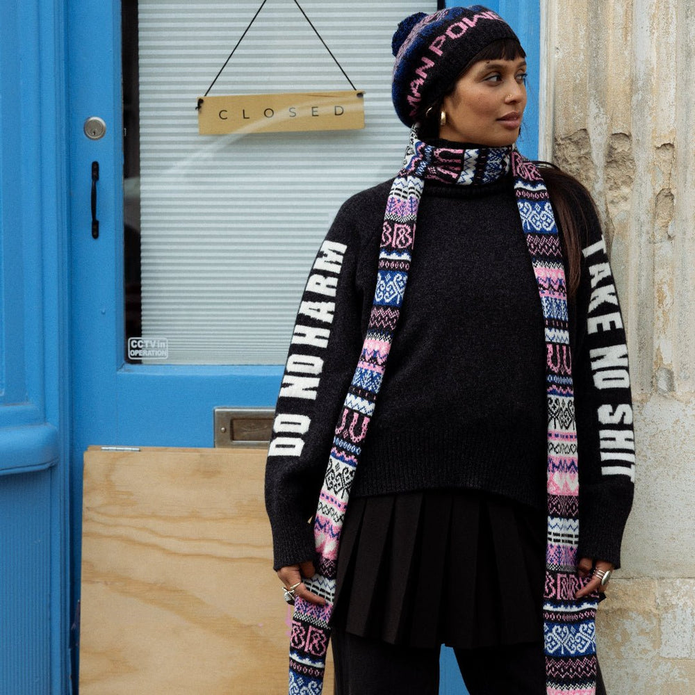 Pre-Order - Fairisle Fiadh Scarf in Anthracite - Black & Beech