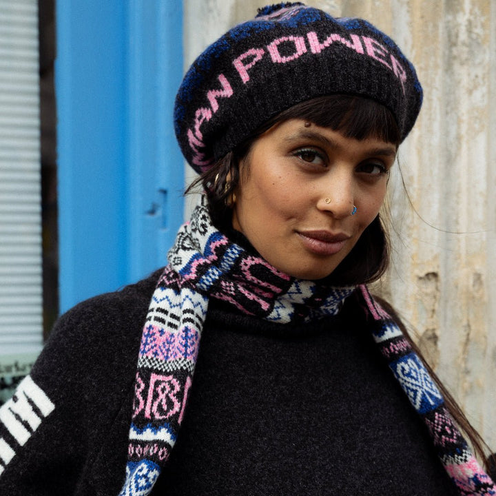 Pre-Order - Fairisle Fiadh Scarf in Anthracite - Black &amp; Beech