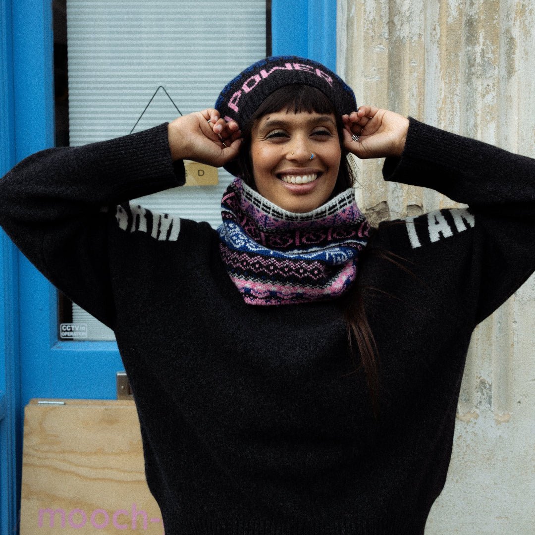 Pre-Order - Fairisle Fiadh Beret Tam in Anthracite - Black &amp; Beech