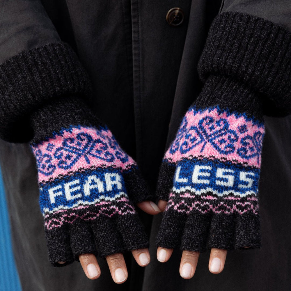 Fearless Fingerless Glove in Anthracite - Black & Beech