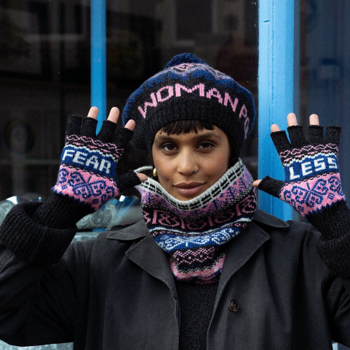 Fearless Fingerless Glove in Anthracite - Black &amp; Beech