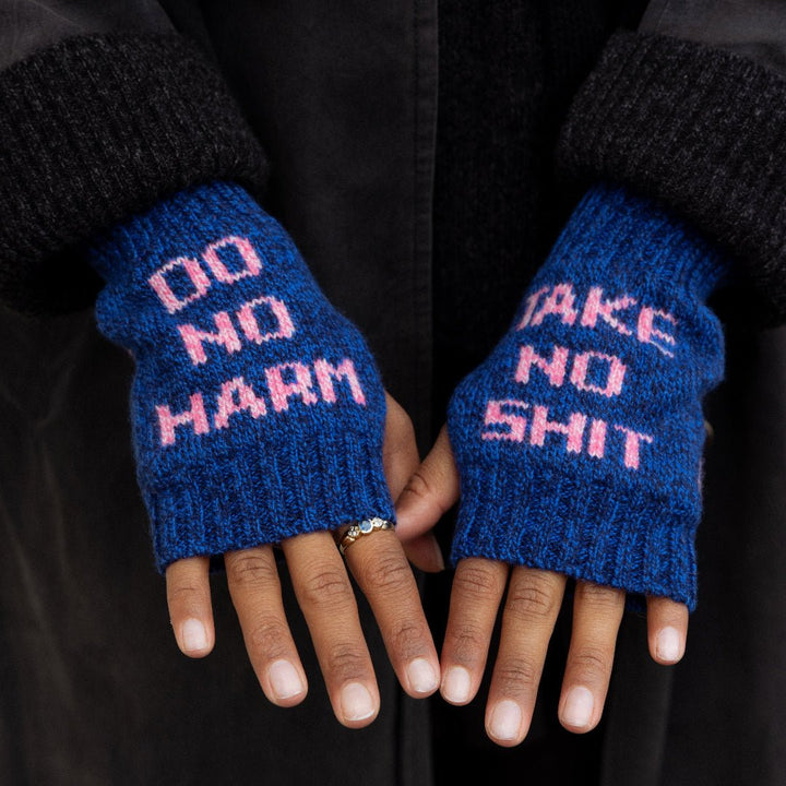 Pre-Order - Do No Harm Take No Shit Wrist Warmers in Clíona - Black &amp; Beech