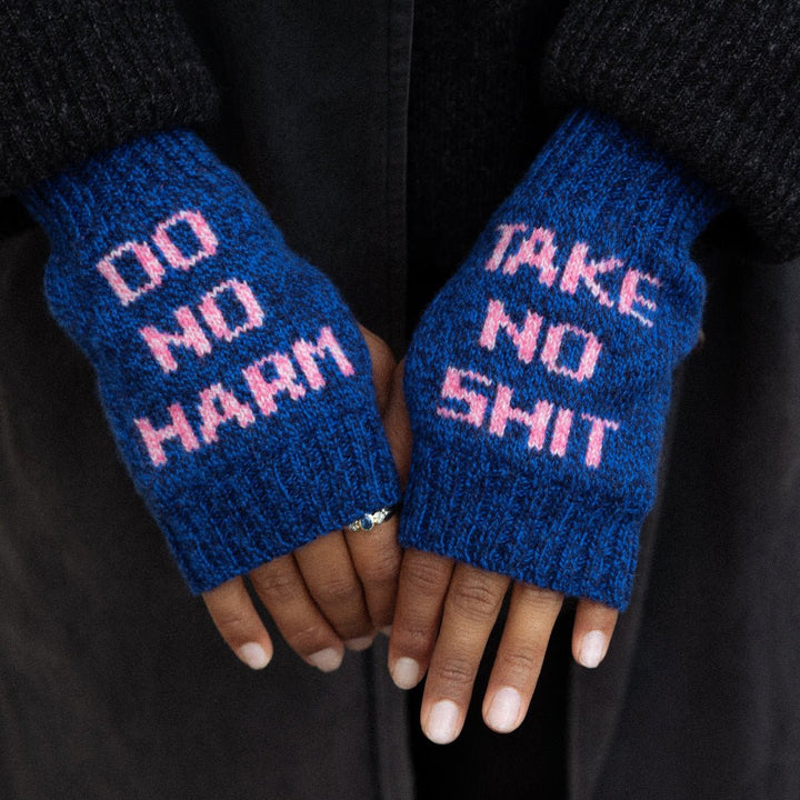 Pre-Order - Do No Harm Take No Shit Wrist Warmers in Clíona - Black &amp; Beech