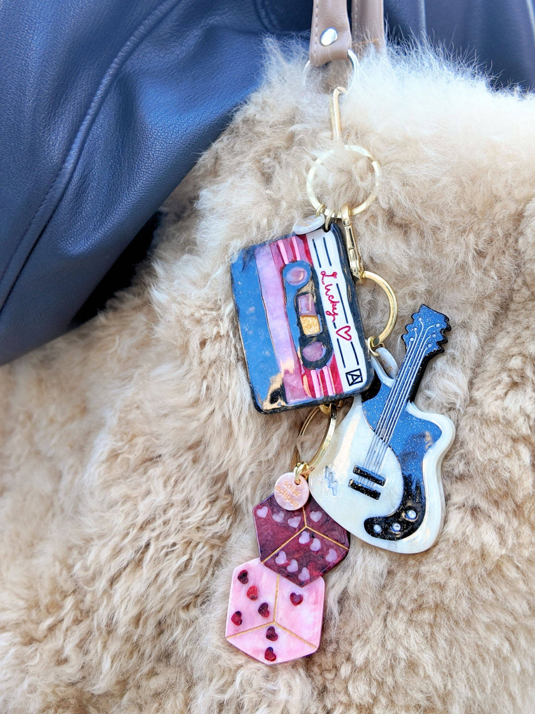 PREORDER - Hand-painted Lucky Cassette Bag Charm + Keychain